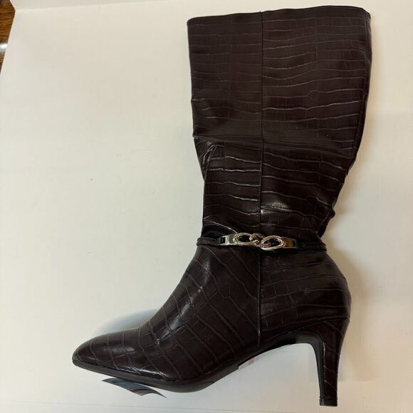 Karen Scott Womens 5 M Brown Heeled Snake Skin Style Boots NIB WE8 - Picture 6 of 8